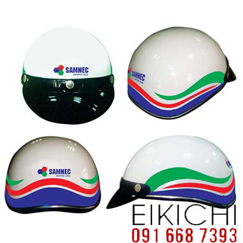 Mẫu nón bảo hiểm quảng cáo Samnec làm quà tặng ở TPHCM xưởng sản xuất Eikichi