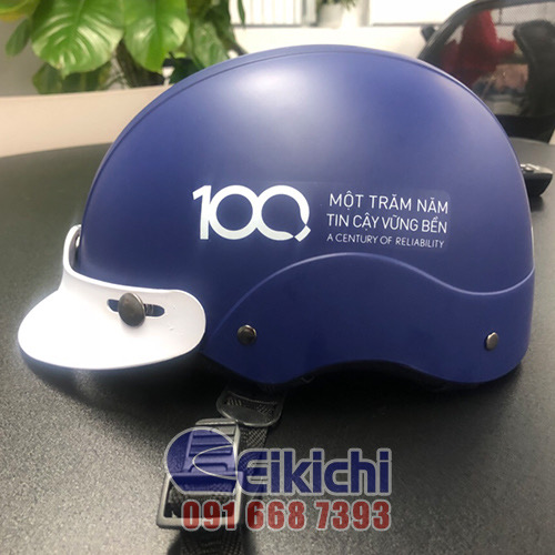 Mẫu nón bảo hiểm Hồ Chí Minh xanh dương in thông điệp ý nghĩa